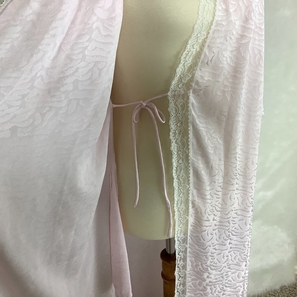 Vintage 1970s Christian Dior Miss Dior Pink Jacquard And Ivory Lace Robe S - Picture 3 of 7